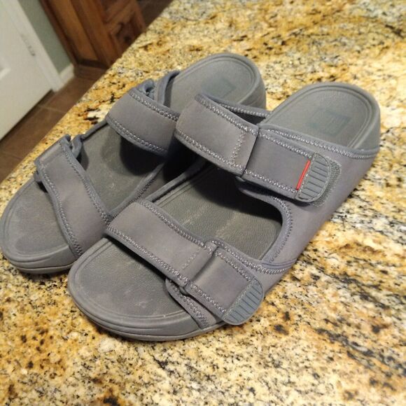 FitFlop Gogh Moc Water-Resistant Outdoor Adjustable Sandals Men's Sz 9 Gray - Picture 4 of 10